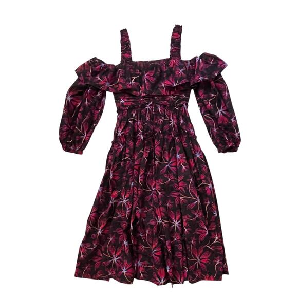 NWT ULLA JOHNSON Caprice Floral Cotton Midi Dress - Zinnia - Multicolor - Size 4 - Picture 5 of 10